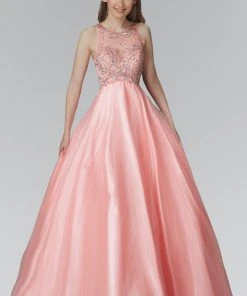 Formal Gowns Elizabeth K - GL2112 Jewel Embellished Sheer Bodice Ballgown