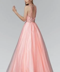 Formal Gowns Elizabeth K - GL2112 Jewel Embellished Sheer Bodice Ballgown