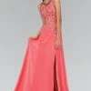 Elizabeth K - GL2118 Embellished Illusion High Neck A-Line Gown Formal Gowns