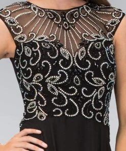 Elizabeth K - GL2120 Beaded Illusion High Neck Chiffon Gown