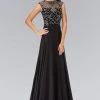 Elizabeth K - GL2120 Beaded Illusion High Neck Chiffon Gown