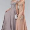 Elizabeth K - GL2126 Trellis Illusion Chiffon A-Line Gown Formal Gowns