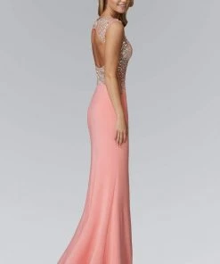 Elizabeth K - GL2128 Jewel Embellished V-Neck Gown Formal Gowns