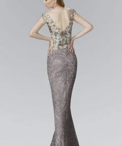 Formal Gowns Elizabeth K - GL2138 Embroidered V-Neck Mermaid Gown
