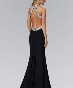 Formal Gowns Elizabeth K - GL2142 Jeweled High Neck Gown
