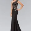 Formal Gowns Elizabeth K - GL2143 Beaded Asymmetrical Neck Gown