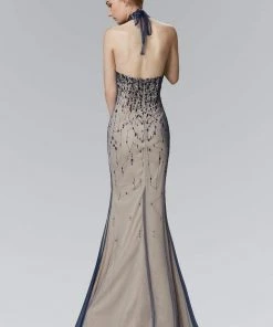 Elizabeth K - GL2147 Jeweled High Neck Trumpet Gown Formal Gowns
