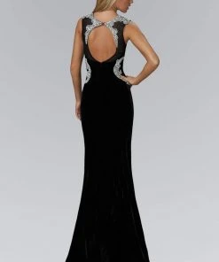 Elizabeth K - GL2167 Scoop Neckline With Open Back Velvet Gown 5 Elizabeth K - GL2167 Scoop Neckline With Open Back Velvet Gown