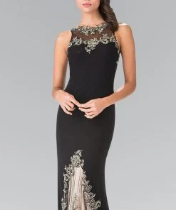 Formal Gowns Elizabeth K - GL2204 Embroidered High Neck Gown