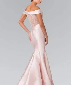 Elizabeth K - GL2213 Laced Off-Shoulder Mikado Mermaid Dress Formal Gowns