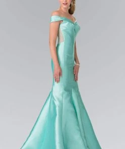 Elizabeth K - GL2213 Laced Off-Shoulder Mikado Mermaid Dress Formal Gowns