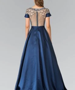 Elizabeth K - GL2215 Sheer Embellished Neckline Evening Gown 5 Elizabeth K - GL2215 Sheer Embellished Neckline Evening Gown