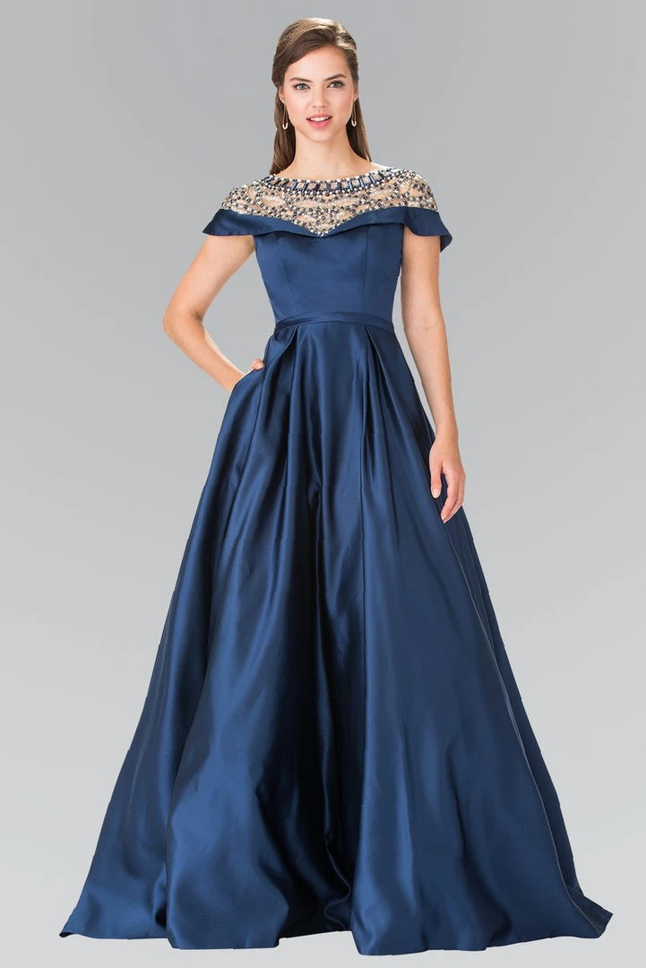 Elizabeth K - GL2215 Sheer Embellished Neckline Evening Gown 3 Elizabeth K - GL2215 Sheer Embellished Neckline Evening Gown