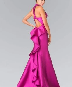 Formal Gowns Elizabeth K - GL2224 Chic V-Neck Mikado Mermaid Dress