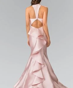 Formal Gowns Elizabeth K - GL2224 Chic V-Neck Mikado Mermaid Dress