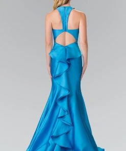Formal Gowns Elizabeth K - GL2224 Chic V-Neck Mikado Mermaid Dress