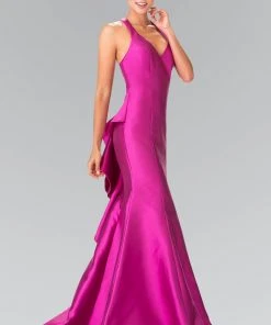Formal Gowns Elizabeth K - GL2224 Chic V-Neck Mikado Mermaid Dress