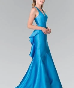 Formal Gowns Elizabeth K - GL2224 Chic V-Neck Mikado Mermaid Dress