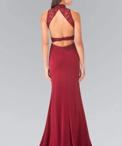 Elizabeth K - GL2225 Bead Embellished High Neck Sheath Gown Formal Gowns 11 Elizabeth K - GL2225 Bead Embellished High Neck Sheath Gown Formal Gowns