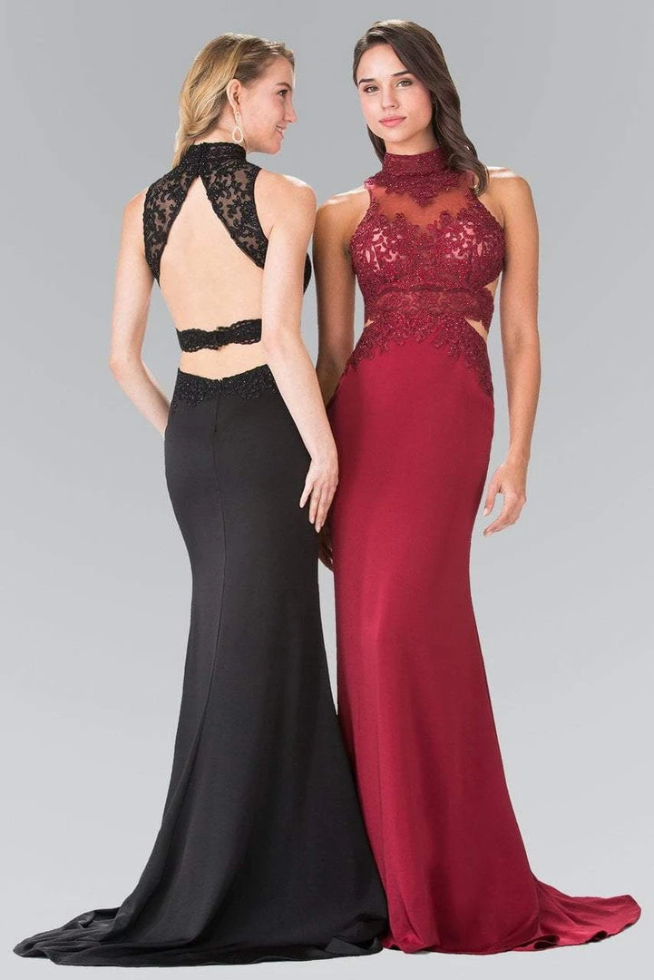 Elizabeth K - GL2225 Bead Embellished High Neck Sheath Gown Formal Gowns 5 Elizabeth K - GL2225 Bead Embellished High Neck Sheath Gown Formal Gowns