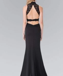 Elizabeth K - GL2225 Bead Embellished High Neck Sheath Gown Formal Gowns 8 Elizabeth K - GL2225 Bead Embellished High Neck Sheath Gown Formal Gowns