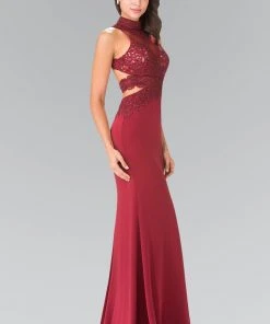 Elizabeth K - GL2225 Bead Embellished High Neck Sheath Gown Formal Gowns 10 Elizabeth K - GL2225 Bead Embellished High Neck Sheath Gown Formal Gowns