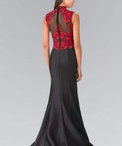 Formal Gowns Elizabeth K - GL2226 Embroidered High Neck Trumpet Gown