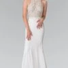 Elizabeth K - GL2227 Embellished High Neck Mikado Trumpet Dress Formal Gowns