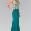 Formal Gowns Elizabeth K - GL2231 Embroidered Halter Jersey Trumpet Dress
