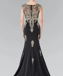 Formal Gowns Elizabeth K - GL2233 Embellished High Neck Jersey Trumpet Dress