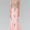 Formal Gowns Elizabeth K - GL2233 Embellished High Neck Jersey Trumpet Dress