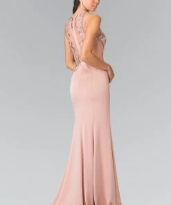 Elizabeth K - GL2237 Bead Embellished Halter Neck Gown Formal Gowns