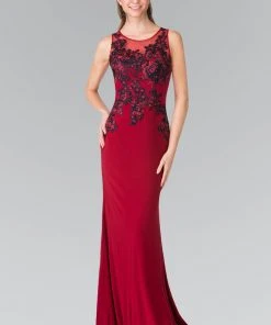 Elizabeth K - GL2238 Bead Embellished Jewel Neck Gown 8 Elizabeth K - GL2238 Bead Embellished Jewel Neck Gown