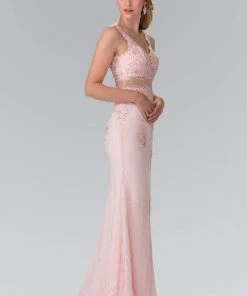 Elizabeth K - GL2240 Laced V-Neck Trumpet Gown 6 Elizabeth K - GL2240 Laced V-Neck Trumpet Gown