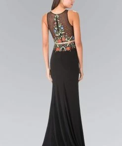 Formal Gowns Elizabeth K - GL2241 Mock Two-Piece With Embroidery Evening Gown