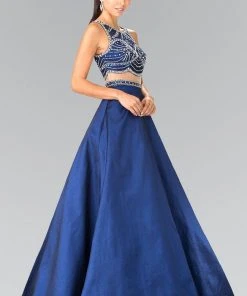 Formal Gowns Elizabeth K - GL2250 Two-Piece Sequined Long Gown 8 Formal Gowns Elizabeth K - GL2250 Two-Piece Sequined Long Gown