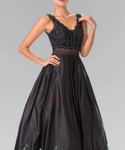 Elizabeth K - GL2251 Sparkling V-Neck Long Dress 8 Elizabeth K - GL2251 Sparkling V-Neck Long Dress