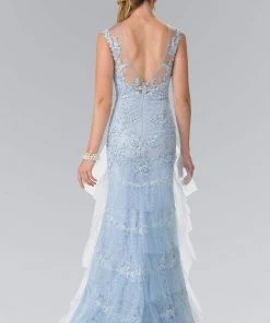 Formal Gowns Elizabeth K - GL2258 Illusion Bateau Neckline Lace Evening Gown