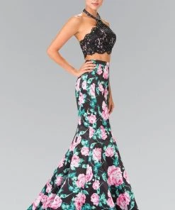 Elizabeth K - GL2259 Two-Piece Halter Mermaid Gown Formal Gowns