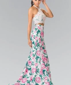 Elizabeth K - GL2259 Two-Piece Halter Mermaid Gown Formal Gowns