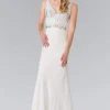Elizabeth K - GL2261 V-Neck With Beads And Jewels Embellished Gown Formal Gowns