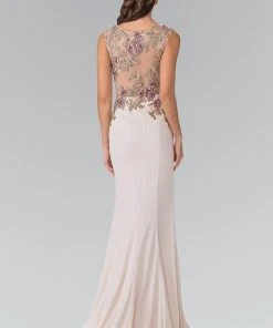Formal Gowns Elizabeth K - GL2270 Embroidered V Neck Long Dress