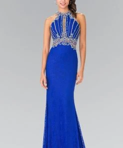 Formal Gowns Elizabeth K - GL2275 Halter Embellished Long Dress 8 Formal Gowns Elizabeth K - GL2275 Halter Embellished Long Dress