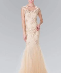 Elizabeth K - GL2276 Sleeveless Illusion Tulle Trumpet Gown Formal Gowns 14 Elizabeth K - GL2276 Sleeveless Illusion Tulle Trumpet Gown Formal Gowns