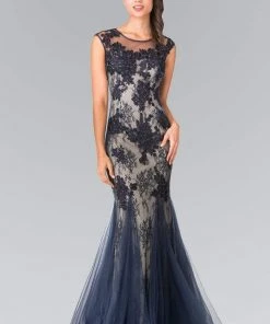 Elizabeth K - GL2276 Sleeveless Illusion Tulle Trumpet Gown Formal Gowns 16 Elizabeth K - GL2276 Sleeveless Illusion Tulle Trumpet Gown Formal Gowns