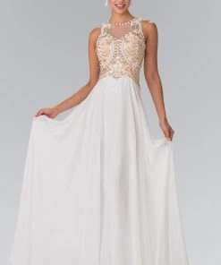 Elizabeth K - GL2295 Sleeveless Jewel Neckline Beaded Evening Gown Formal Gowns