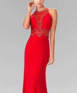 Elizabeth K - GL2298 Sleeveless Sequined Long Dress Formal Gowns