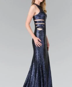 Elizabeth K - GL2299 Long Dress With Side Cut Outs
