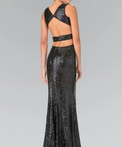 Formal Gowns Elizabeth K - GL2300 V-Neck Long Dress With Slit