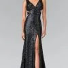 Formal Gowns Elizabeth K - GL2300 V-Neck Long Dress With Slit 2 Formal Gowns Elizabeth K - GL2300 V-Neck Long Dress With Slit